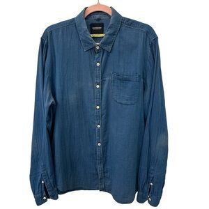 Scotch & Soda Men's XL Blue Denim Long Sleeve Button Up Shirt 100% Cotton